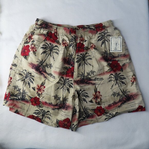 New Roundtree & Yorke Mens Swim Trunks Large Mesh Lined Beach Tropical Palm Tree - Picture 2 of 9